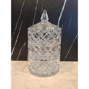 Clear Cut-Glass Covered Canister - Classic Crystal Look